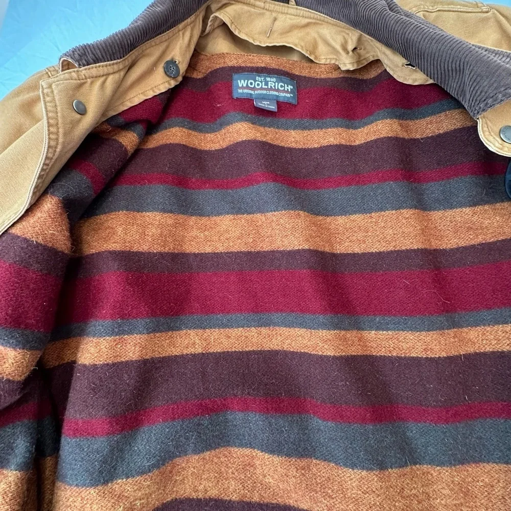 Woolrich Tan Workwear Field Jacket with Brown Corduroy Collar